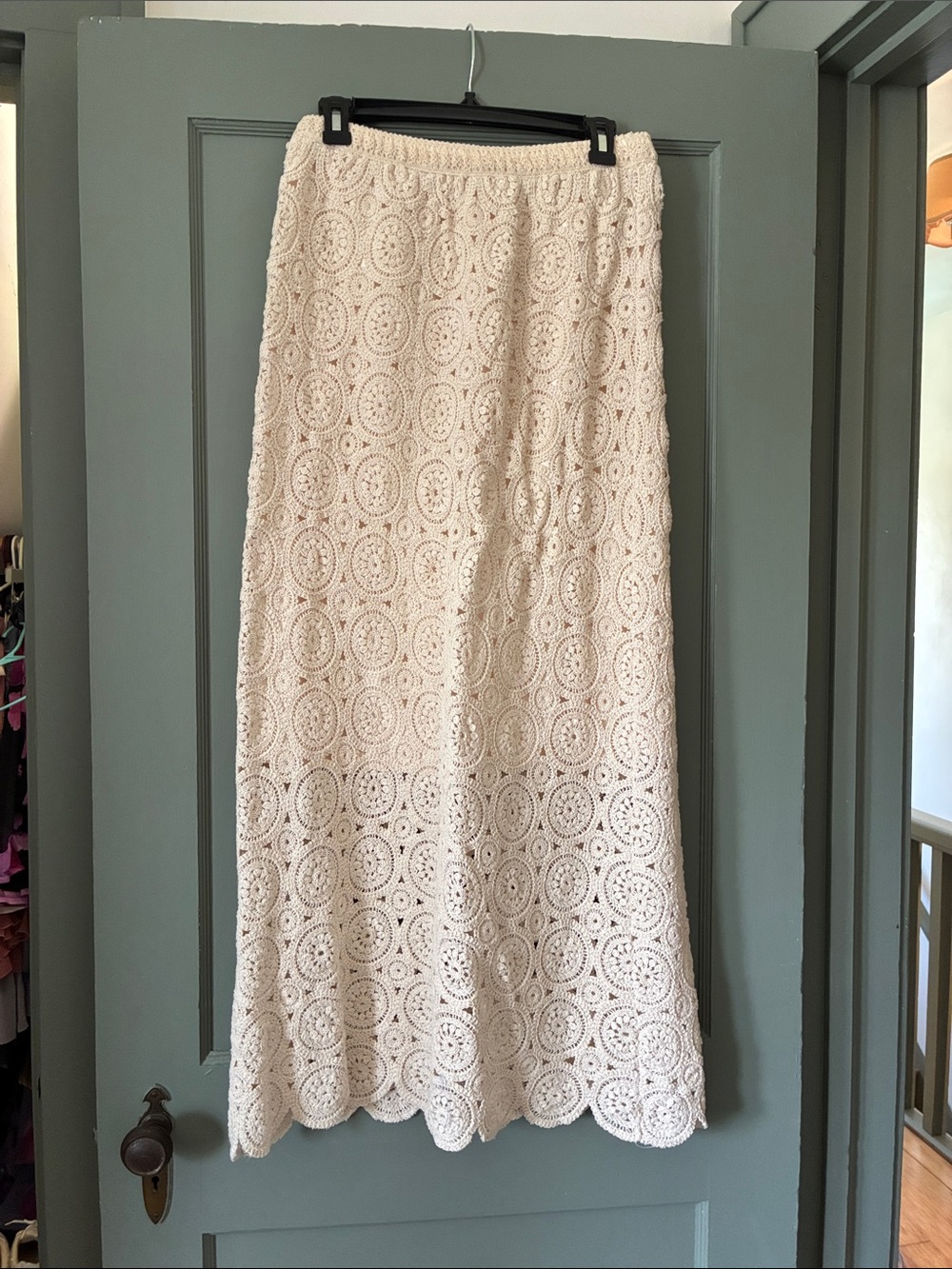 bohme Cream Crochet Maxi Skirt